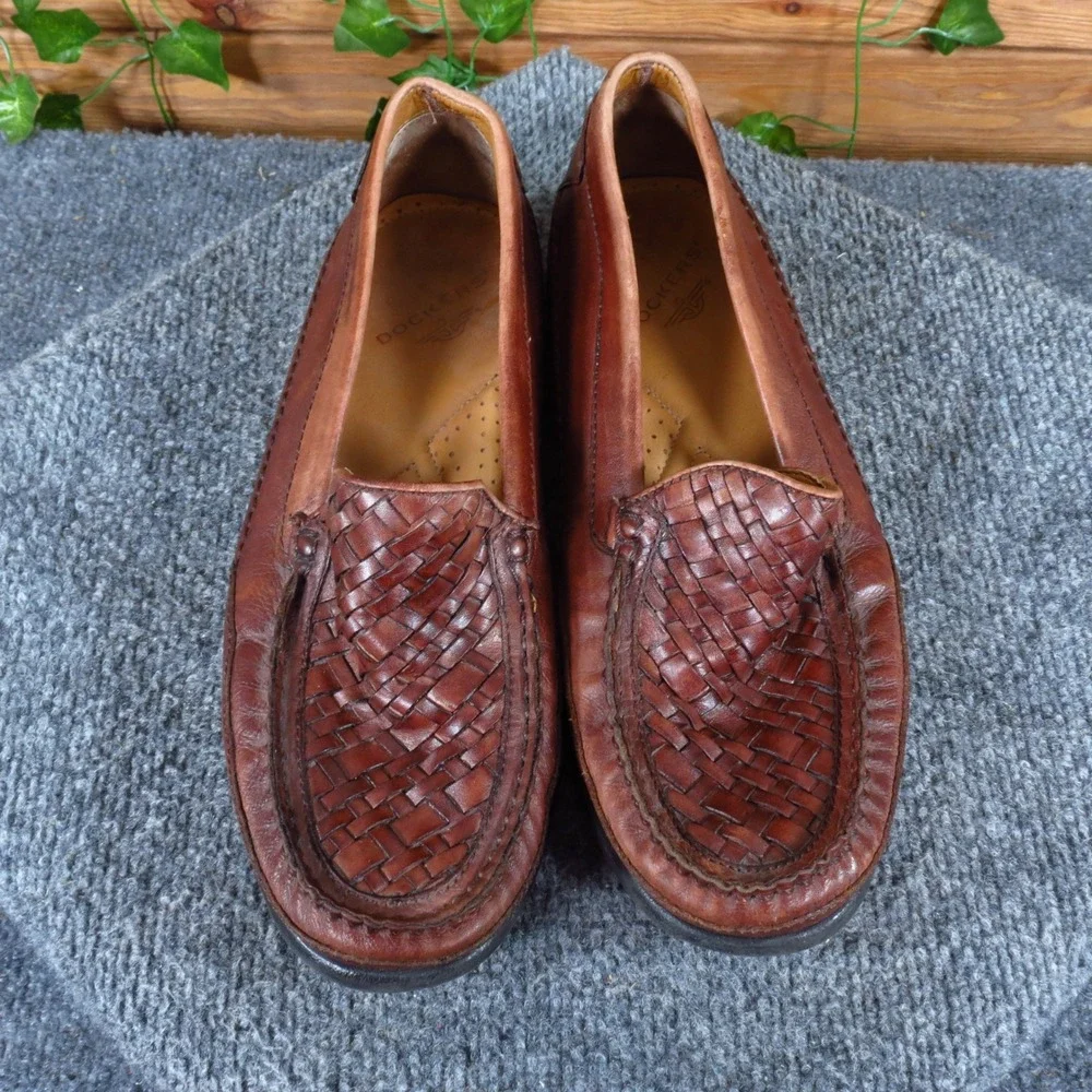 Dockers 90-7387 Mens‎ Woven Leather Loafers Size 9 Business Brown Slip On Shoes